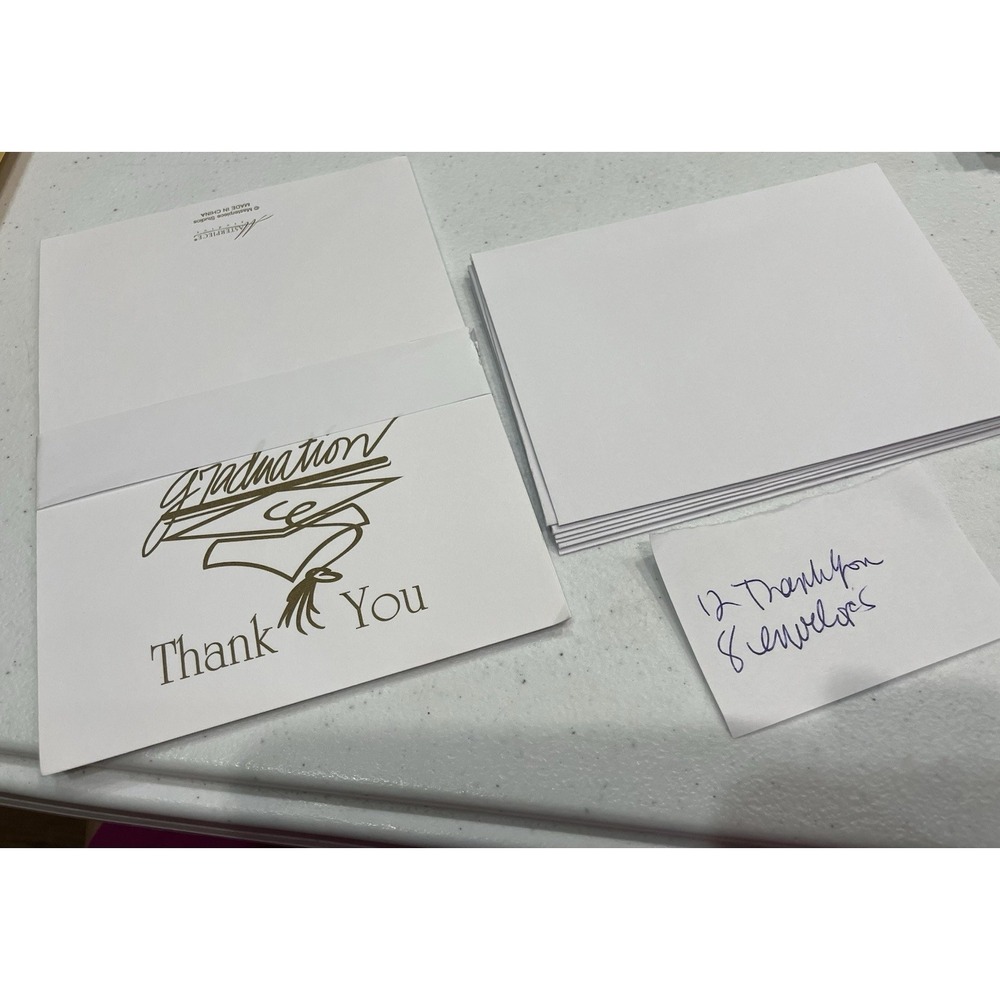 Graduation Thank You Cards 12 & 8 Envelopes 3.75 x 5.25 Set